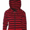Banned Apparel Cat Ears Red & Black Striped Zip Hoodie