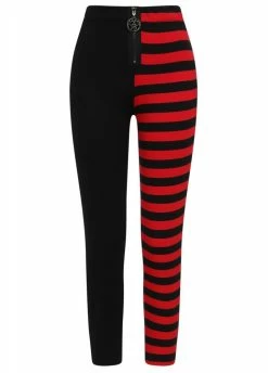 Banned Apparel Half Black Half Stripes Leggings