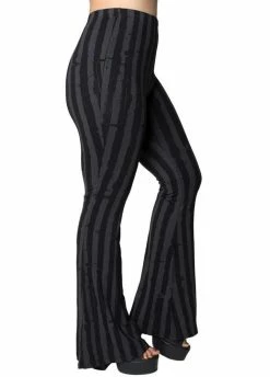 Kreepsville 666 Distressed Stripe Grey Flared Leggings