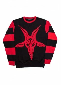 Kreepsville 666 Goathead Baphomet Red Striped Sweater