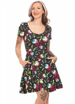 Sourpuss Clothing Electric Eyeballs Skater Dress