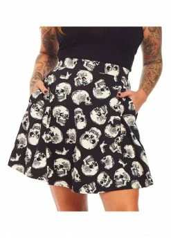 Sourpuss Clothing Skull Duggery Skater Skirt